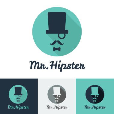 Elbise dükkanı veya kafe, bar için set vektör modern düz hipster yüz logo