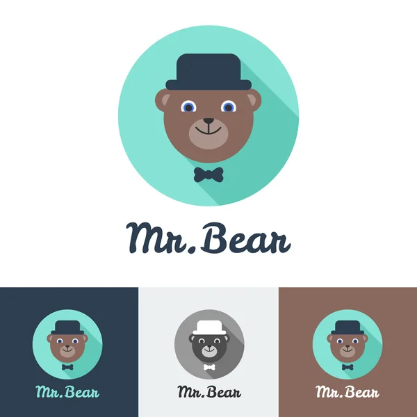 Διάνυσμα επίπεδη σύγχρονο μινιμαλιστικό παιχνίδι αρκούδα λογότυπο — Διανυσματικό Αρχείο