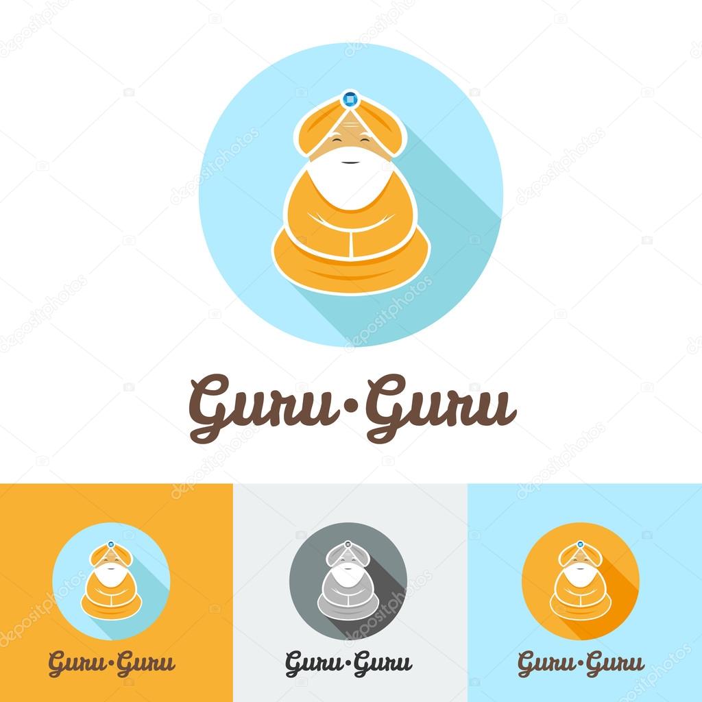 Vector flat modern minimalistic guru logo set