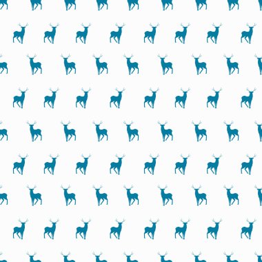 Vektör minimalist kış mavi geyik seamless modeli