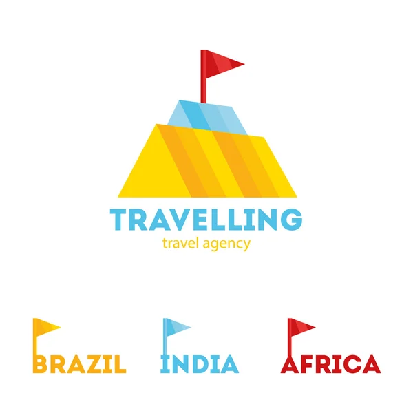 Vektör modern parlak yaratıcı şirket dağ logosu kimlik elemanları ile seyahat — Stok Vektör