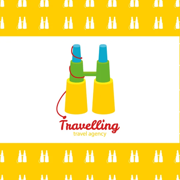 Vecteur moderne lumineux créatif entreprise de voyage jumelles logo avec motif sans couture — Image vectorielle