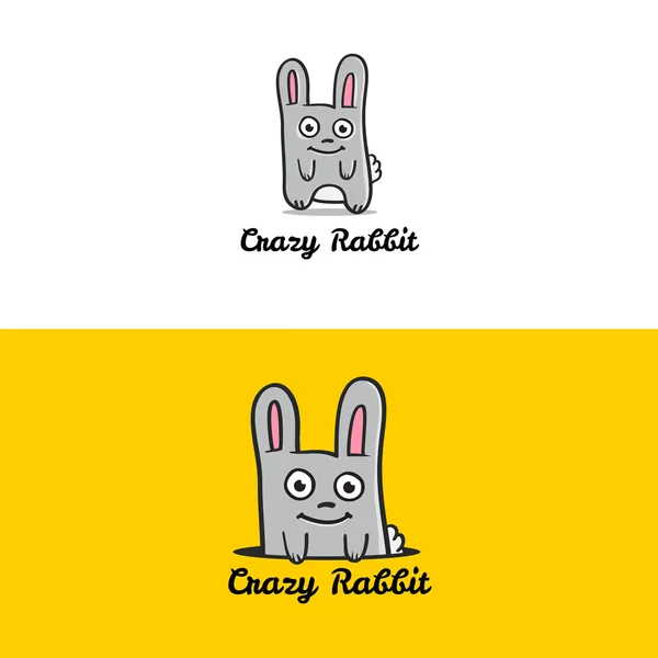 Vector funny cartoon rabbit mascot logotype — Stock Vector