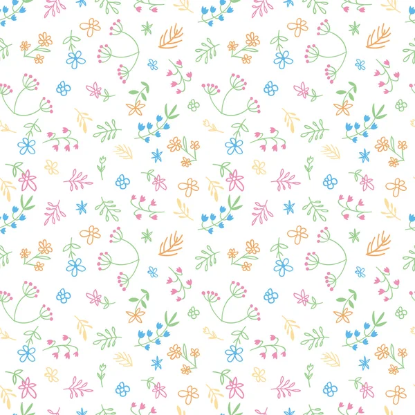 Vector hand drawn doodle flower seamless pattern — Stock Vector