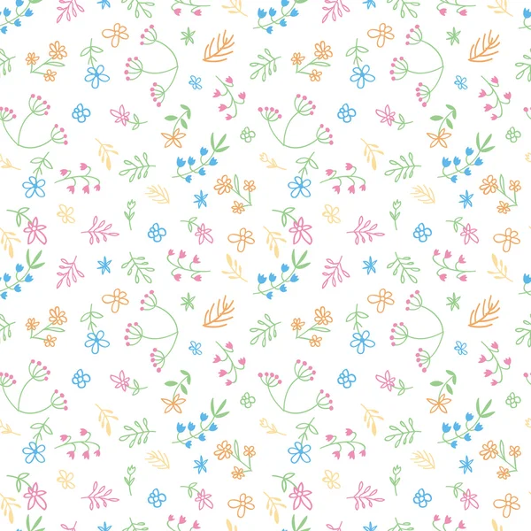 Vector hand getrokken doodle naadloze bloemenpatroon — Stockvector