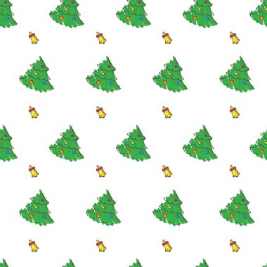 Vektör doodle yılbaşı seamless modeli kroki tarzı