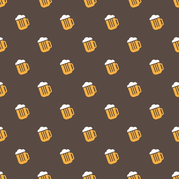 Vector brillante taza de cerveza patrón sin costura — Vector de stock