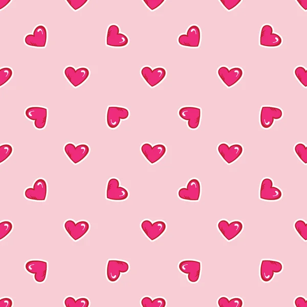 Vektor doodle kézzel rajzolt Szent Valentin nap szív zökkenőmentes minta — Stock Vector
