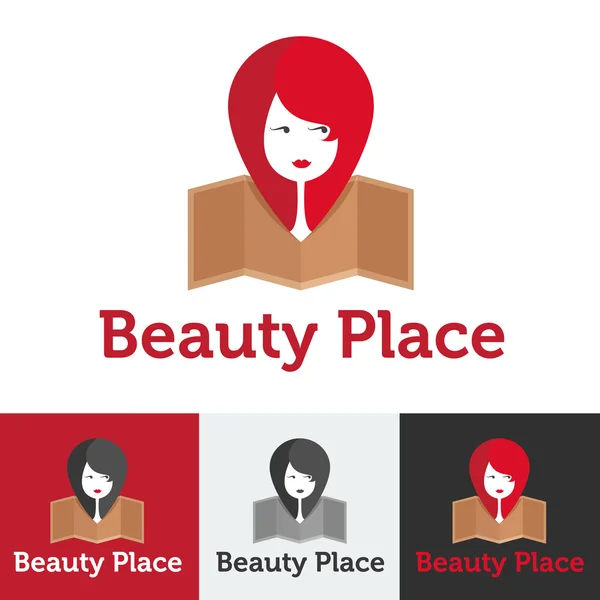 Ensemble logo Vector flat beauty shop ou spa salon — Image vectorielle