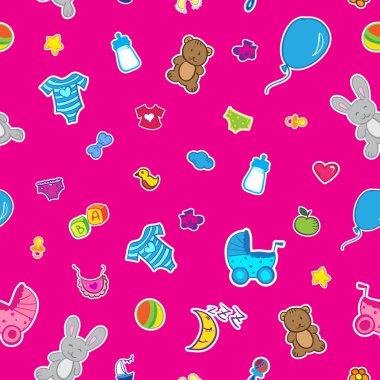 Vektör doodle el çekilmiş seamless hamilelik ve bebek modeli