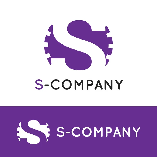 Vector minimalistic violet S letter logotype. Cogwheel logo — Stock Vector