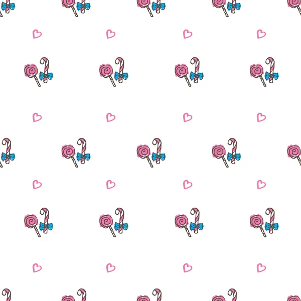 Vector hand drawn lollipop seamless pattern — 图库矢量图片