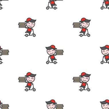 Vektör minimalist genç teslimat çocuk karakter seamless modeli