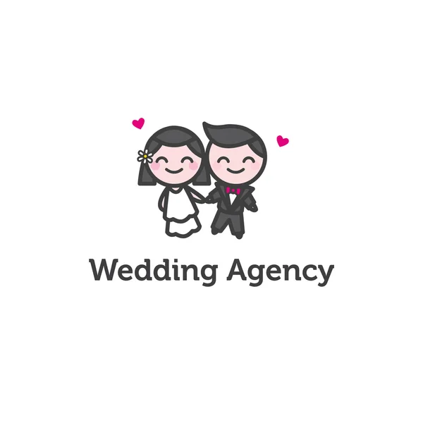 Vector de dibujos animados novia y prometido logotipo para la agencia de bodas — Vector de stock