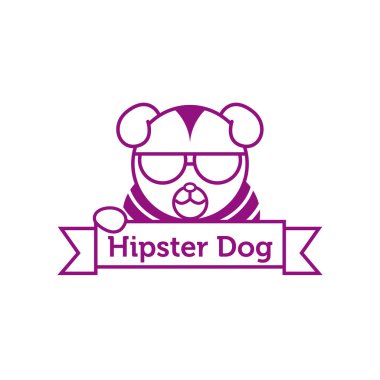 Güneş gözlüğü anahat logo vektör hipster köpek