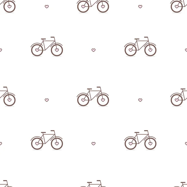 Векторный контур милые велосипеды бесшовный узор — стоковый вектор