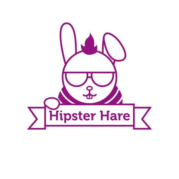 Vector hipster hare in sunglasses outline logotype — Stock Vector