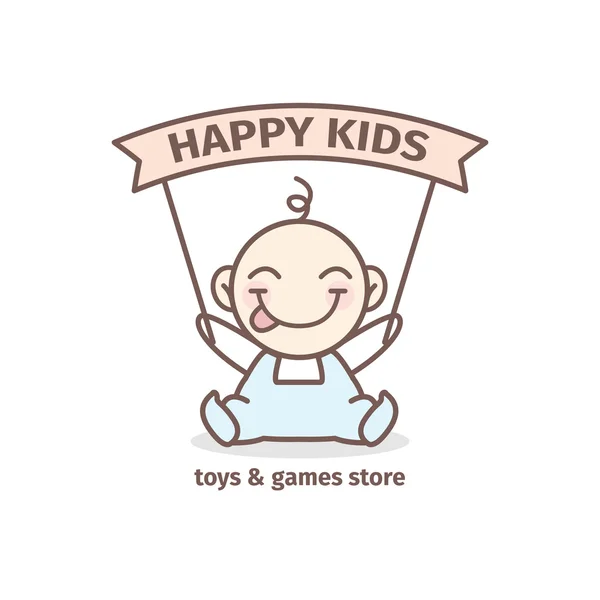 Vector baby logo. Speelgoed en spelletjes winkellogo in tedere kleuren — Stockvector