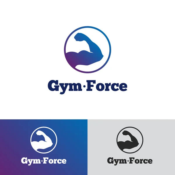 Vector minimalistic gradient gym logo. Fitness badge logotype — Stock Vector