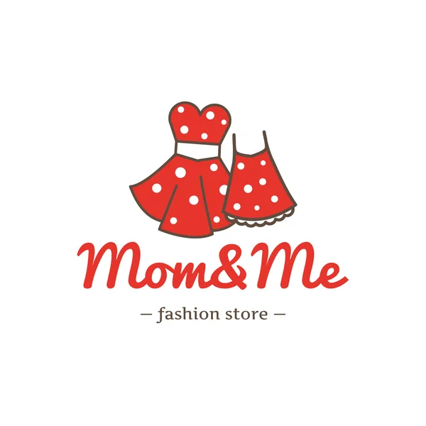 Vector retro style dresses for mother and daughter logotype. Fashion clothes store logo. — Stock Vector