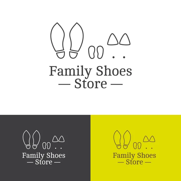 Vector bosquejo familia zapatos tienda logo — Vector de stock