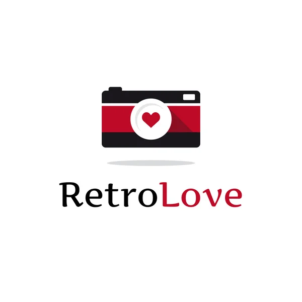 Vector flat retro photo camera logotype — Stock Vector