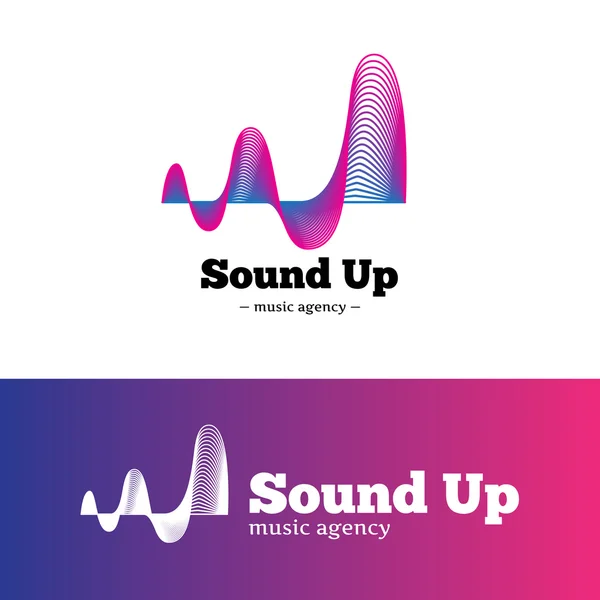 Vector abstract music logotype. Gradient blue and violet logo. — Stock Vector