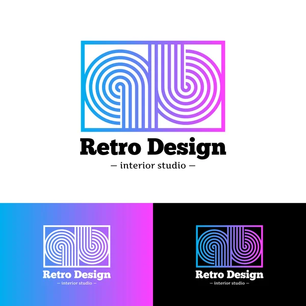 Vector ljusa abstrakt gradient logotyp. Q och B bokstäver logotype med ränder i retrostil — Stock vektor