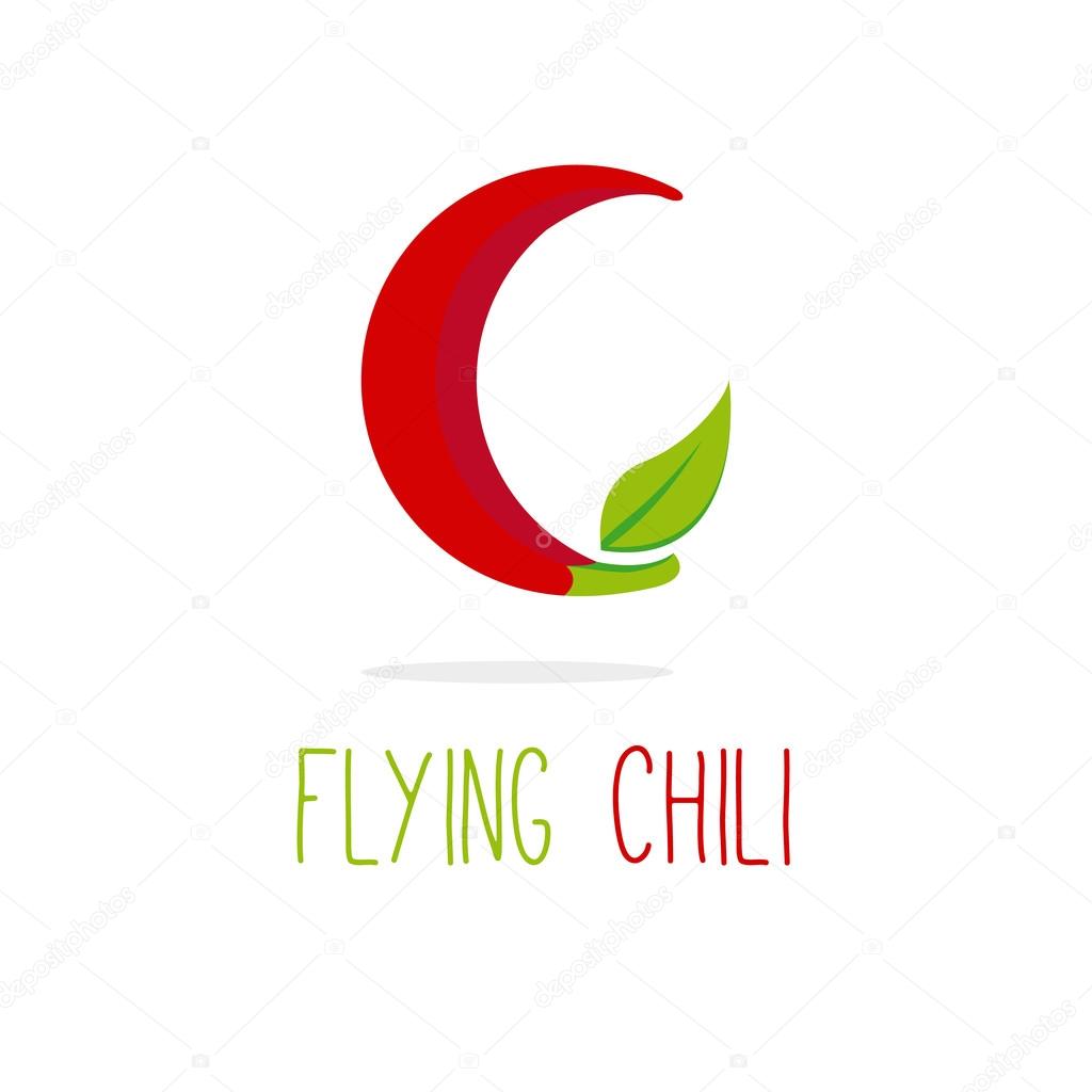 Vector creative C letter flying chili logotype