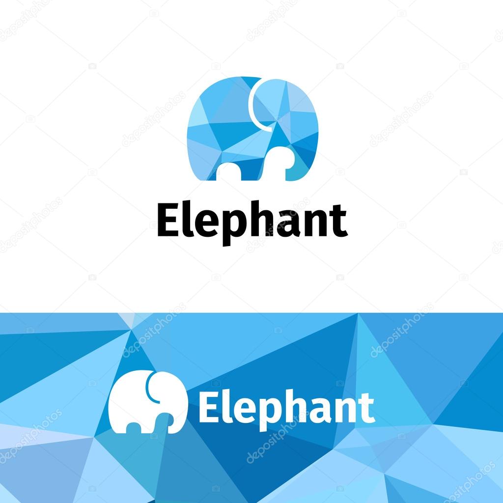 Vector trendy polygonal minimalistic elephant logo. Low poly logotype