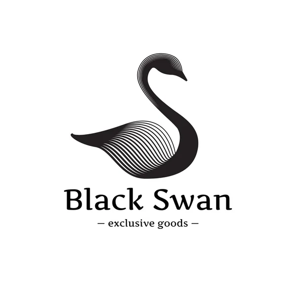 Logotipo de cisne minimalista vetorial. Logotipo de estilo de tinta preta bonita — Vetor de Stock