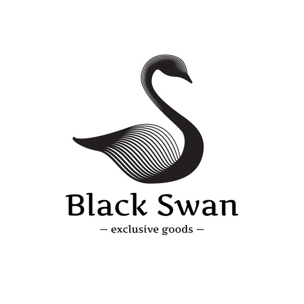 Vector minimalistic swan logo. Beautiful black ink style logotype