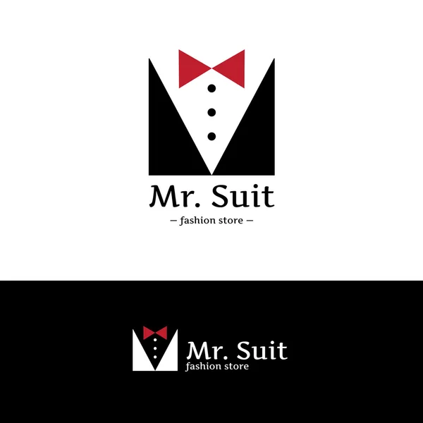 Logo de ropa minimalista vectorial. Traje Hipster con logo de pajarita . — Vector de stock