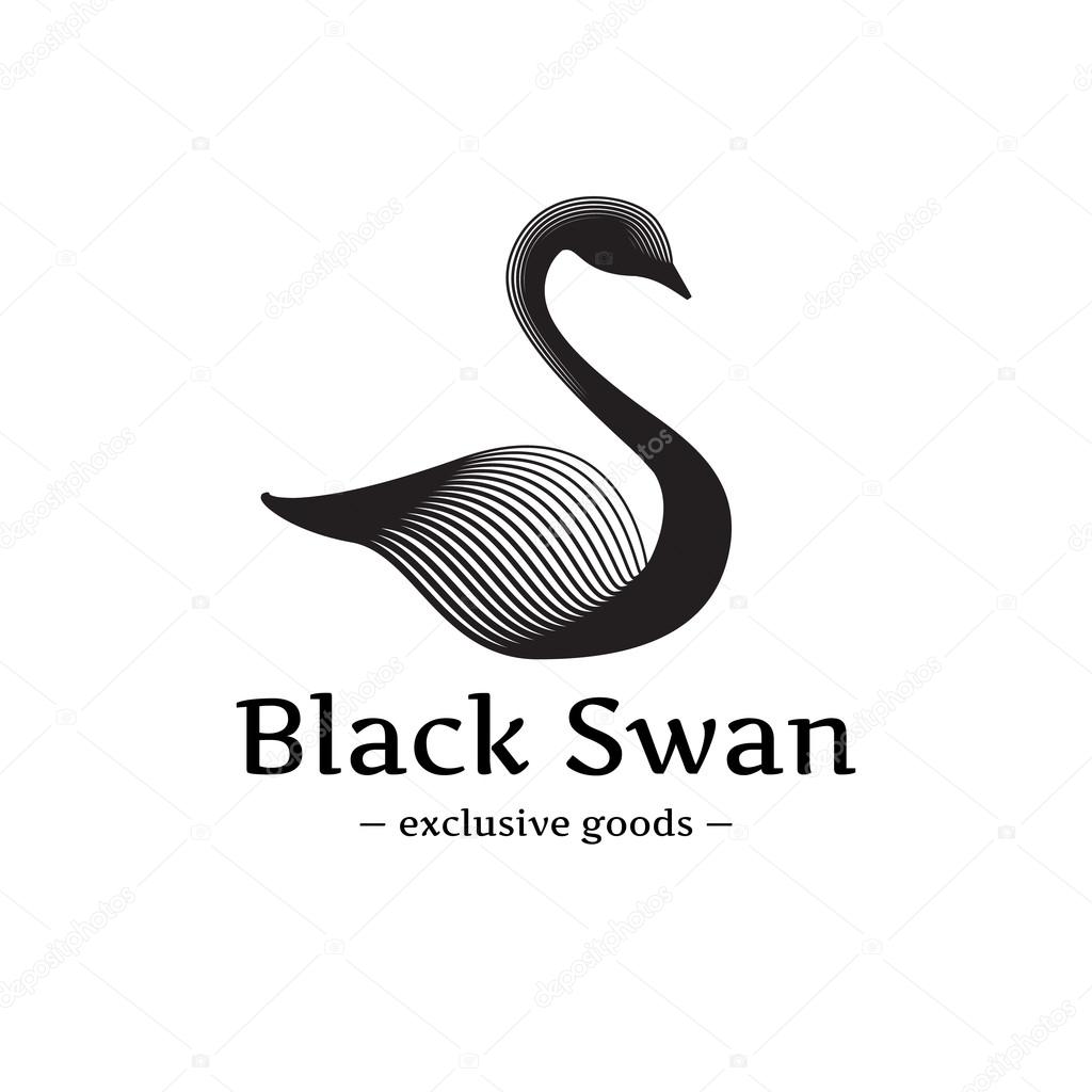 Vector trendy minimalistic swan logo. Beautiful black swan logotype