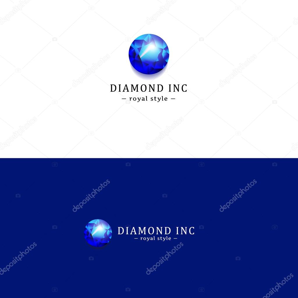 Vector royal blue diamond logo. Rich gem logotype