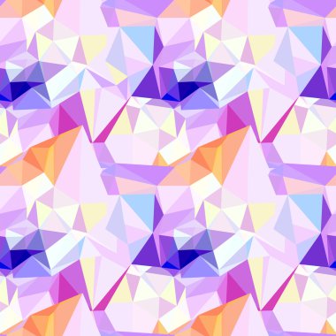 Vector low poly seamless pattern. Abstract diamond background in pink, violet and blue colors