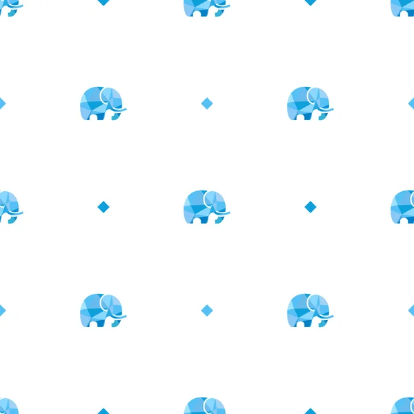 Vector polygonal minimalistic mammoth seamless pattern. — 图库矢量图片