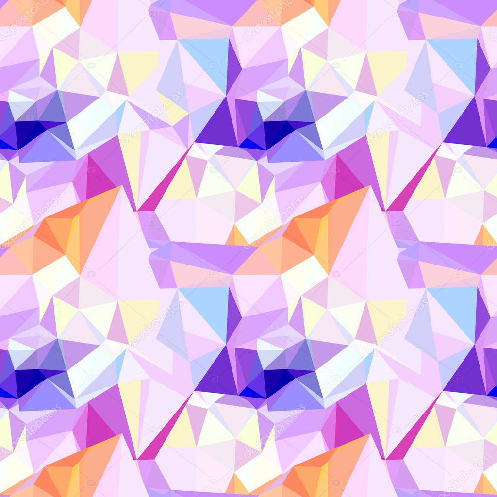 Vector low poly seamless pattern. Abstract diamond background in pink, violet and blue colors