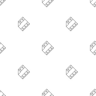 Vector outline film icon with play sign seamless pattern. Media business minimalistic background
