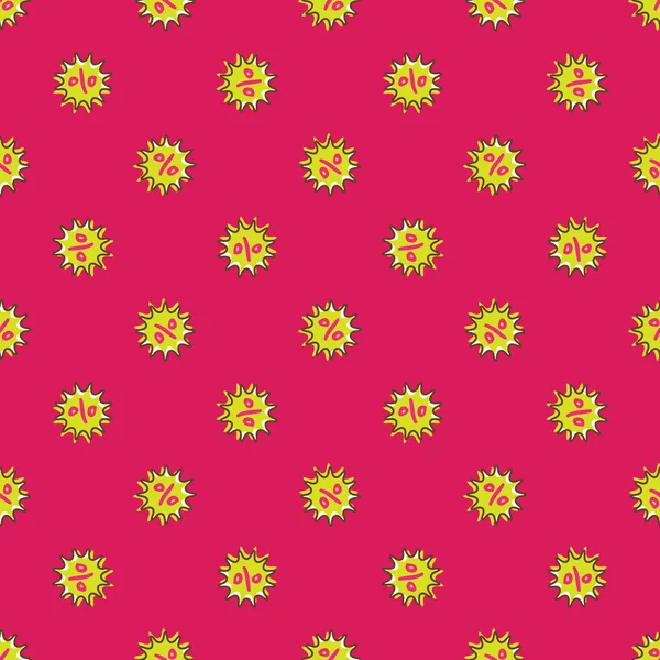 Vector percentage signs seamless pattern. Sale background in cartoon style — ストックベクタ