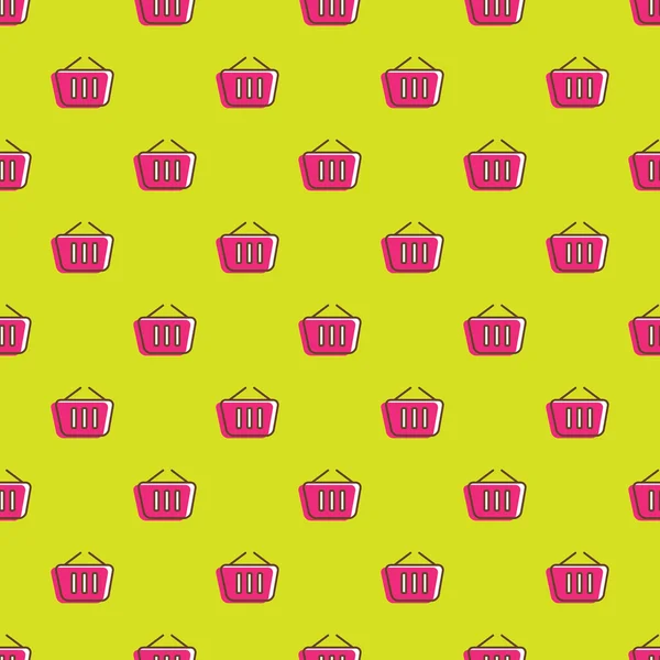 Vector shopping cart icons seamless pattern. Shopping background in cartoon style — ストックベクタ