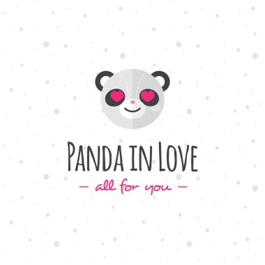Vector funny cartoon panda head logo. Flat logotype.
