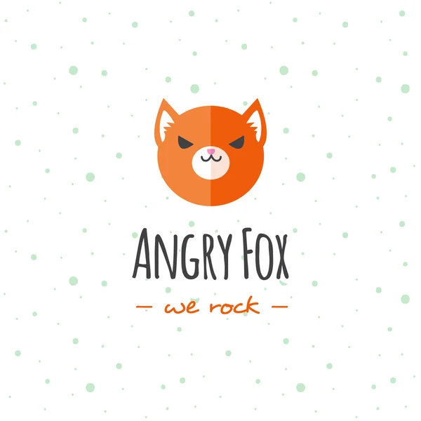Vector cartoon fox head logo. Flat logotype. — Stock Vector
