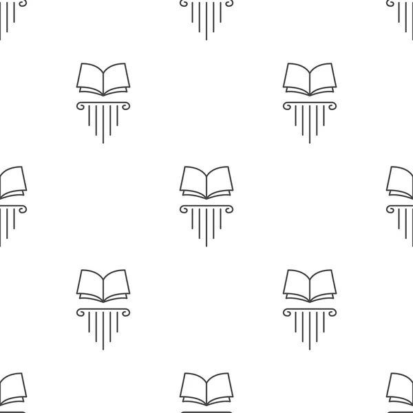 Vector line style open book on greek column seamless pattern — ストックベクタ