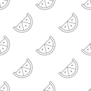 Vector line style seamless pattern. Minimalistic lemon slice repeating background.