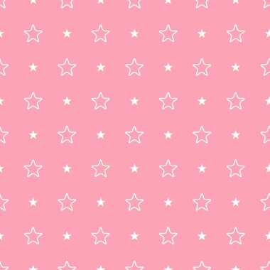 Vector geometric pink seamless pattern. Stars simple background
