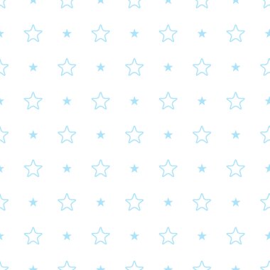 Vector geometric blue seamless pattern. Stars simple background