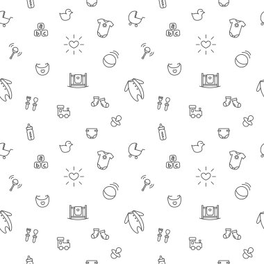 Vector baby or pregnancy seamless pattern. Newborn black and white background