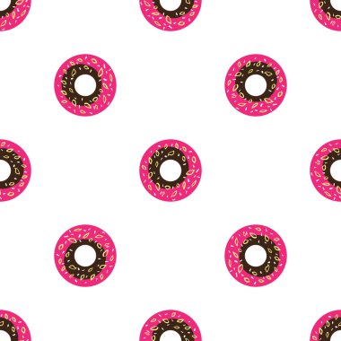 Vector cartoon style donuts seamless pattern. Simple sweet background