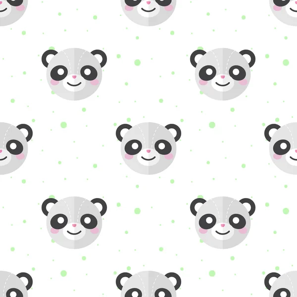 Vector flat cartoon panda heads seamless pattern. Animal background. — Wektor stockowy